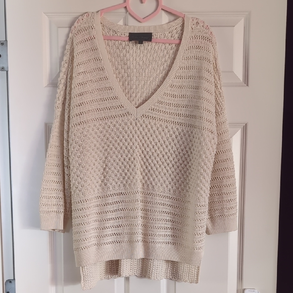Sunday in Brooklyn Cream V-Neck Chunky Knit Sweater